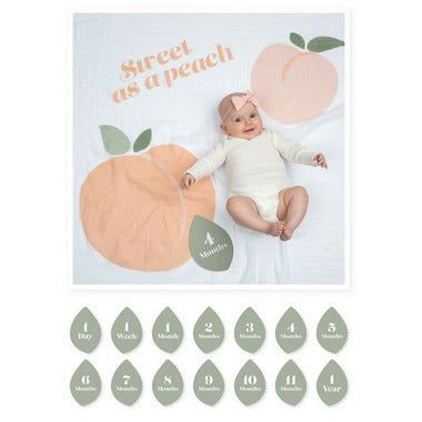 Lulujo Baby's First Year Blanket&Cards Set - Sweet as a Peach