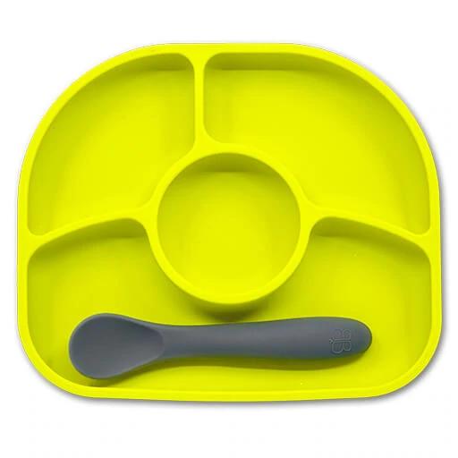 BBLUV Yümi Anti-Spill Silicone Plate & Spoon Set - Lime