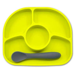BBLUV Yümi Anti-Spill Silicone Plate & Spoon Set - Lime