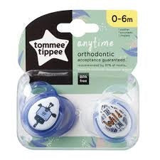 Tommee Tippee  Anytime Soother, Pack of 2,  (0-6 months) - White,Blue & Pink