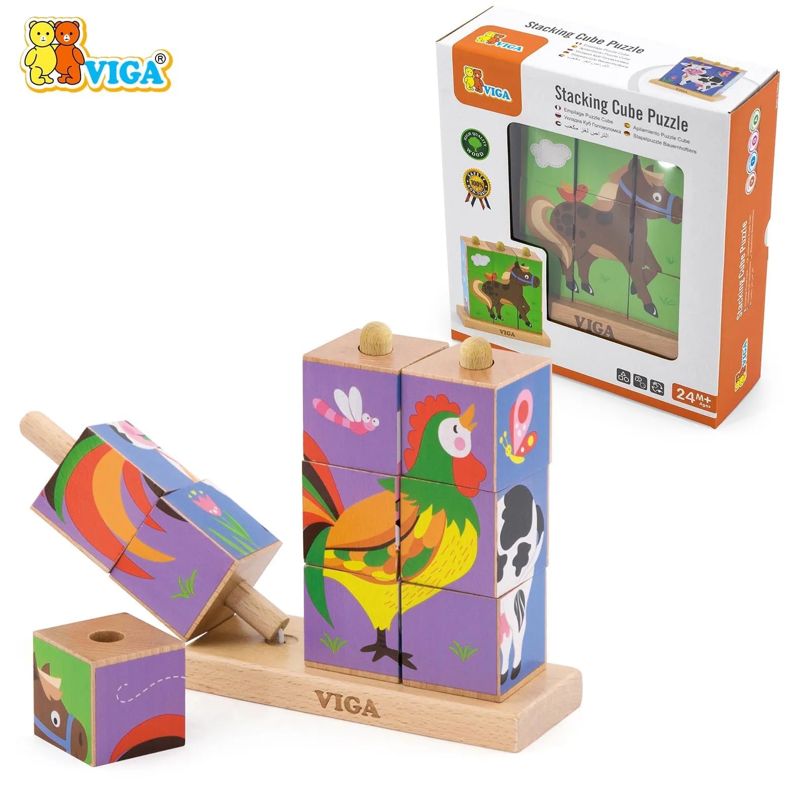 9pcs Stacking Cube Puzzle - Farm Animals