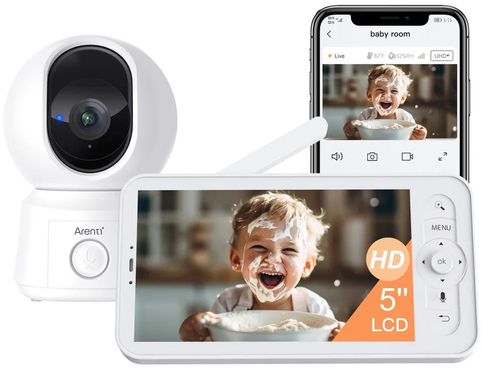 Arenti 2MP/1080P Wi-Fi Video Baby Monitor Kit with LCD Screen