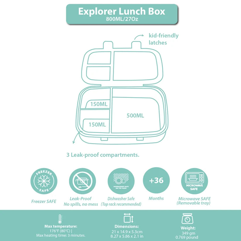 Clevakid Explorer Lunch Box Dark Brown  Toffee 800ML \27 OZ
