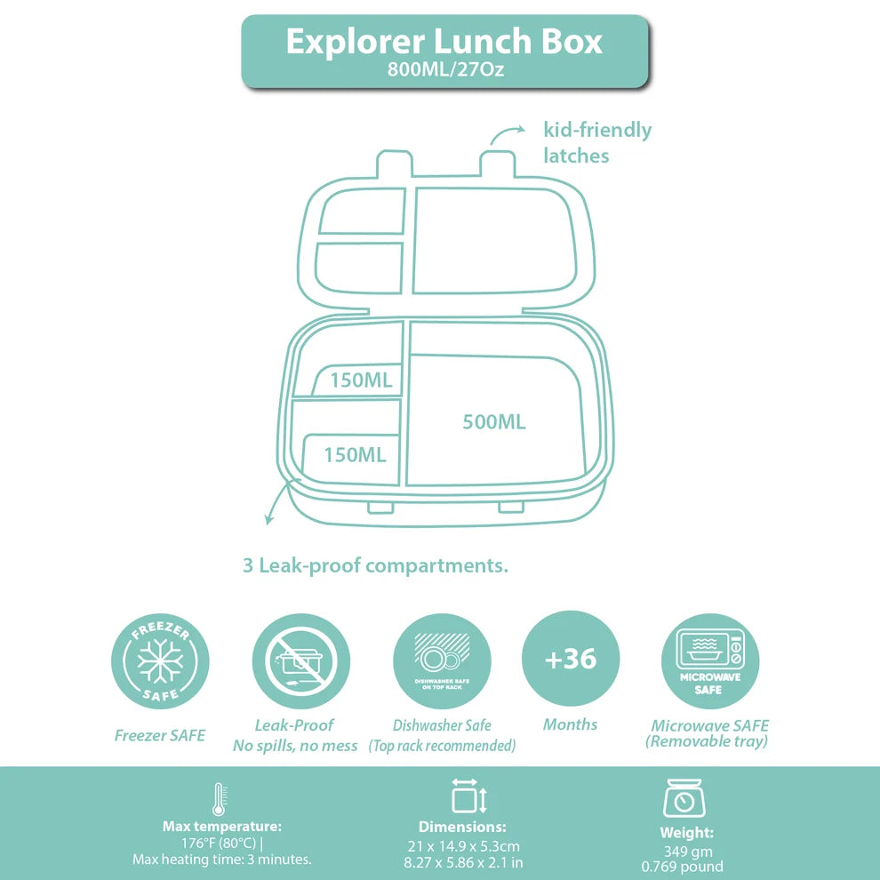 Clevakid Explorer Lunch Box Orange Light 800ML \27 OZ