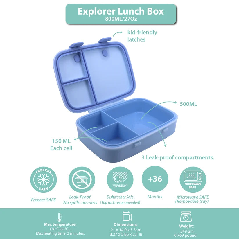 Clevakid Explorer Lunch Box Blue Ice 800ML \27 OZ