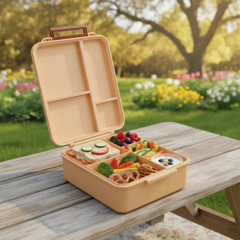 Clevakid Mega Lunch Box Orange Light Peach 1600ML\54 OZ- ClevaOwlee Friend