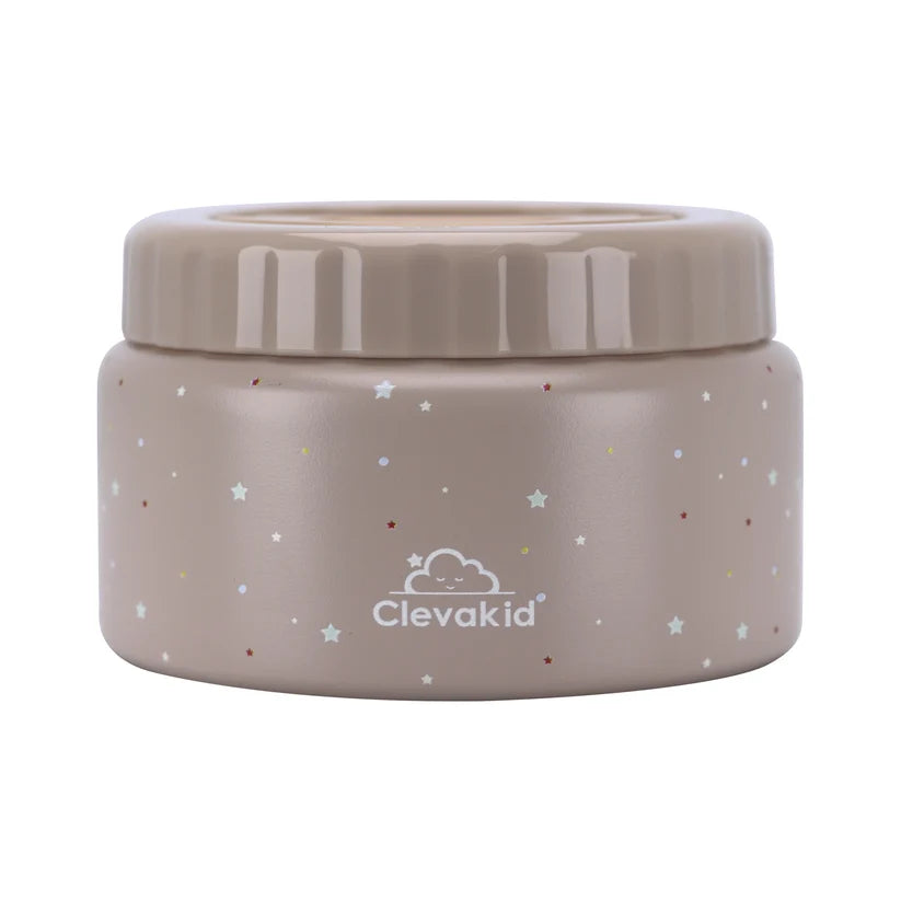 Clevakid Thermal Food Jar Brown Dark Toffeh 250ML \8 OZ - stars Design