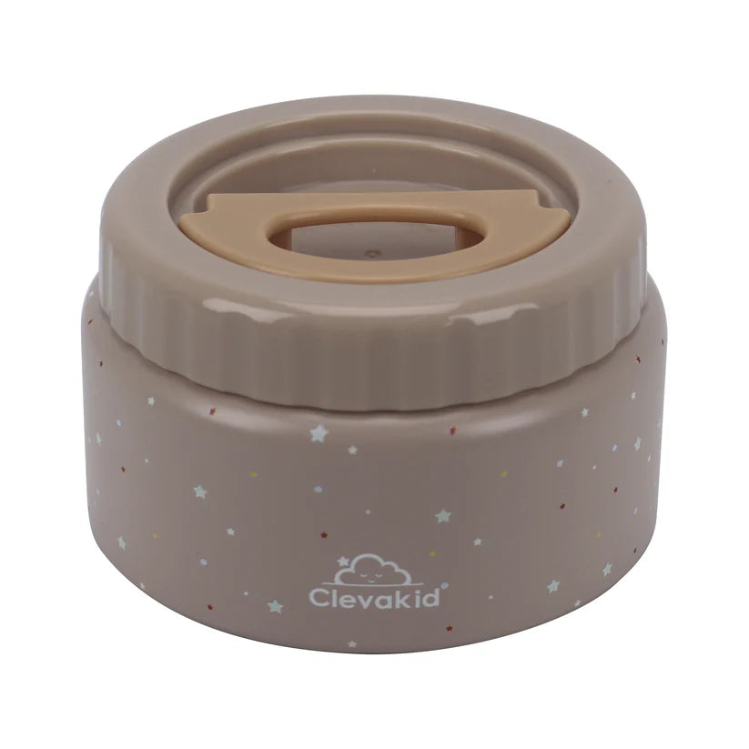 Clevakid Thermal Food Jar Brown Dark Toffeh 250ML \8 OZ - stars Design