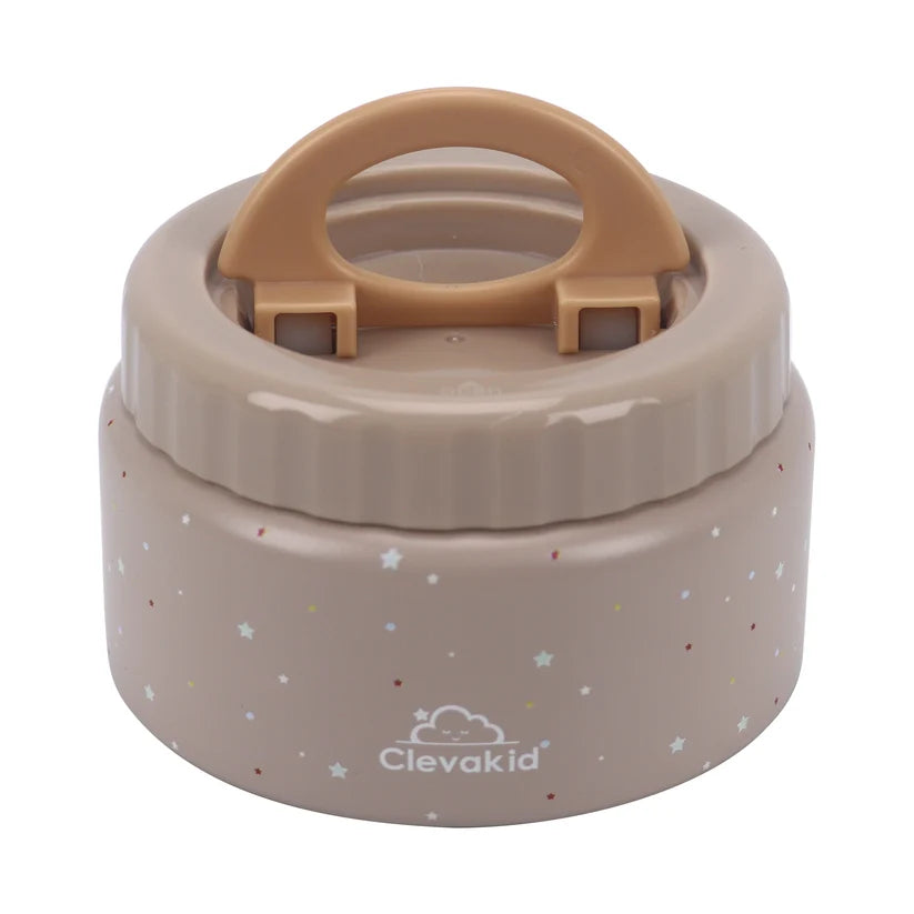 Clevakid Thermal Food Jar Brown Dark Toffeh 250ML \8 OZ - stars Design