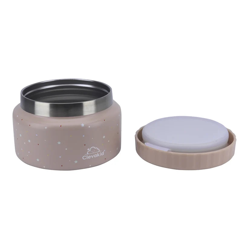 Clevakid Thermal Food Jar Brown Dark Toffeh 250ML \8 OZ - stars Design