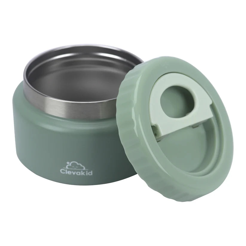 Clevakid Thermal Food Jar Green  Olive 250ML \8 OZ