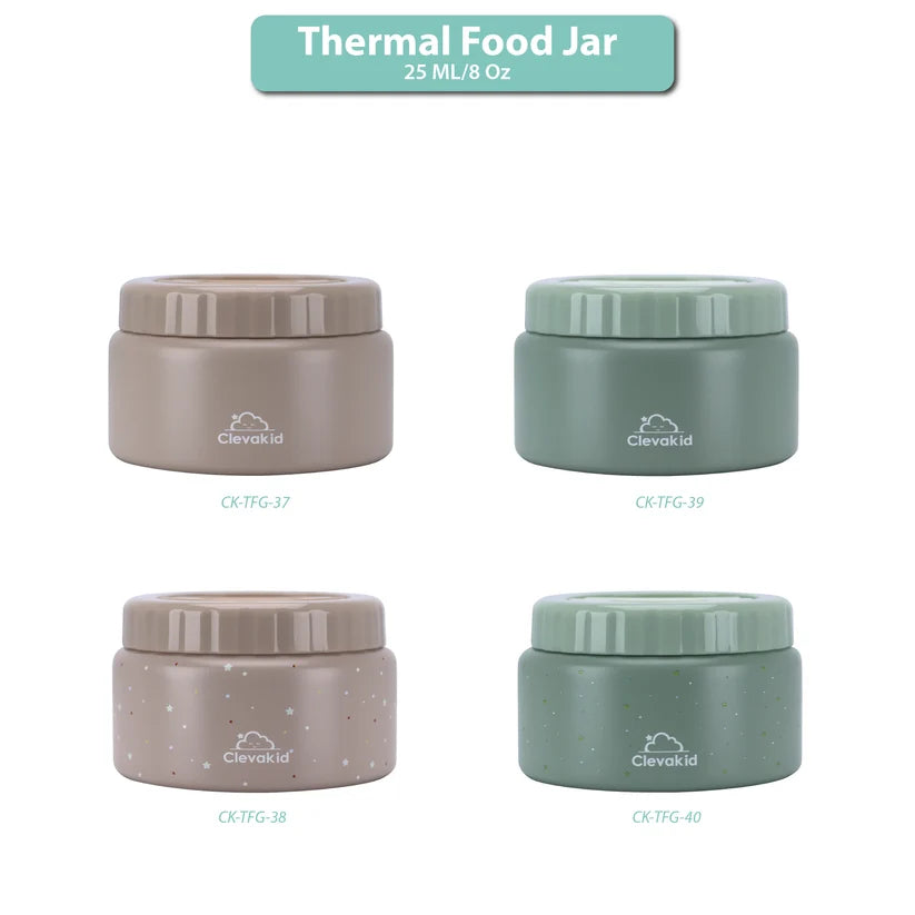 Clevakid Thermal Food Jar Green  Olive 250ML \8 OZ