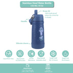 Clevakid Stainless Steel Water Bottle Blue Turquoise- 530ML\18 OZ - ClevaAstroo Friend