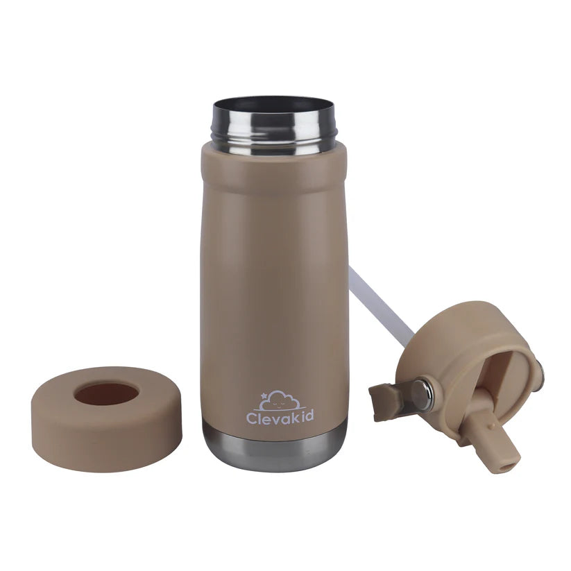 Clevakid Stainless Steel Water Bottle Brown Latte- 530ML\18 OZ