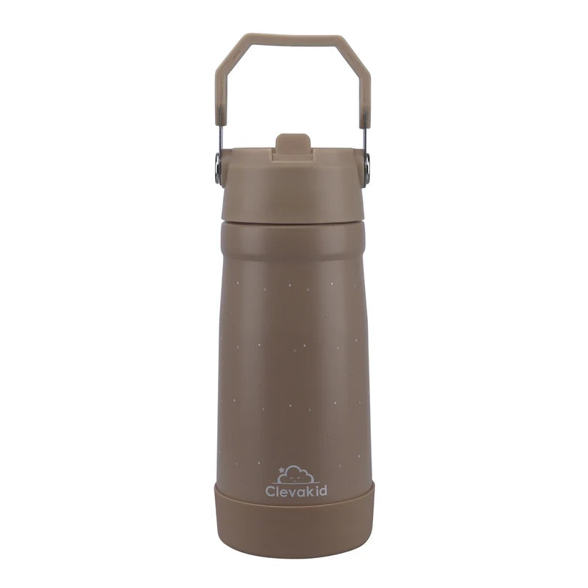 Clevakid Stainless Steel Water Bottle Brown Latte- 530ML\18 OZ - ClevaNeckee Friend
