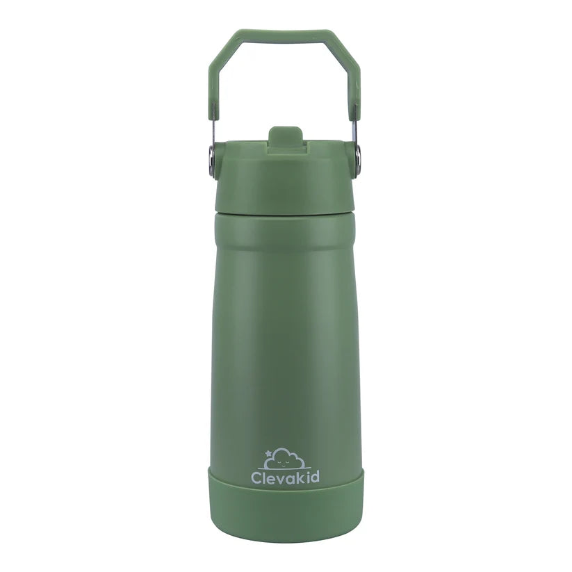 Clevakid Stainless Steel Water Bottle Green Leaves- 530ML\18 OZ