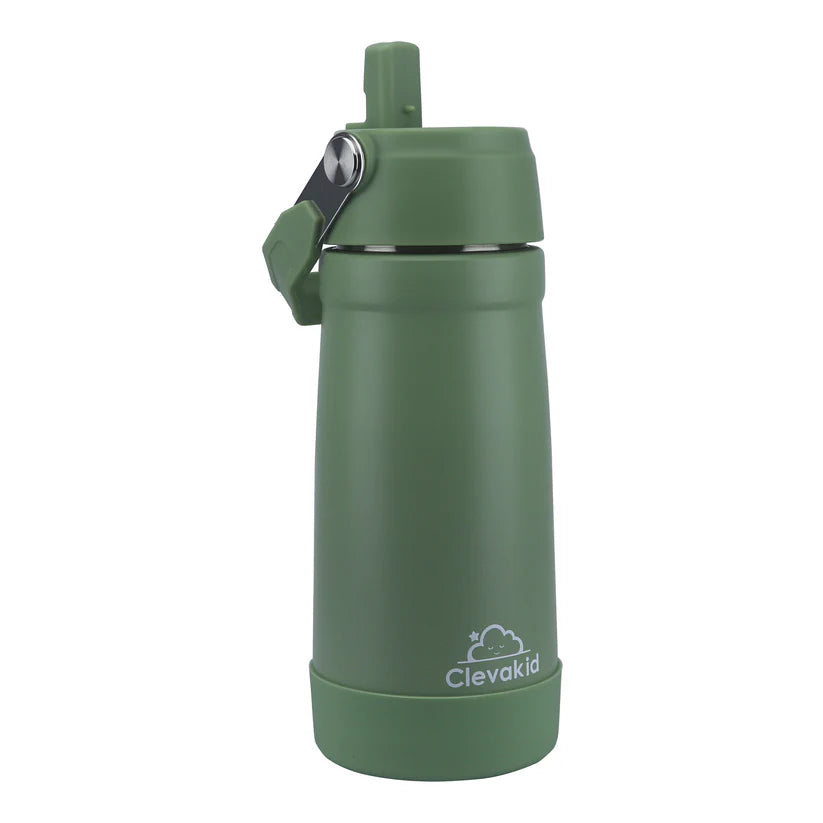 Clevakid Stainless Steel Water Bottle Green Leaves- 530ML\18 OZ