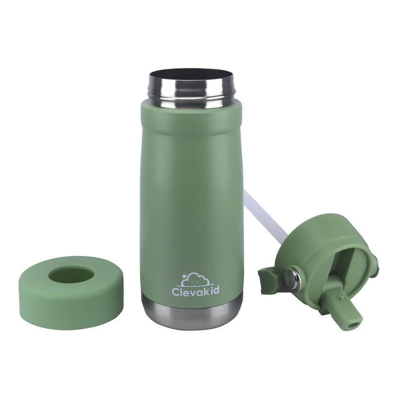 Clevakid Stainless Steel Water Bottle Green Leaves- 530ML\18 OZ