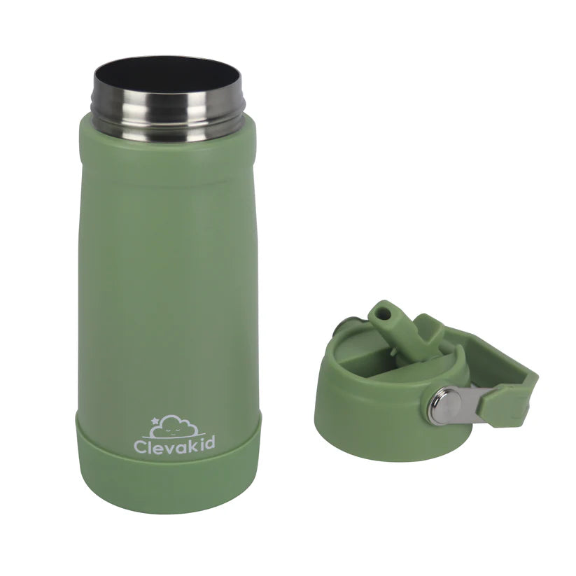 Clevakid Stainless Steel Water Bottle Green Leaves- 530ML\18 OZ