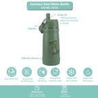 Clevakid Stainless Steel Water Bottle Green Leaves- 530ML\18 OZ - ClevaGator Friend