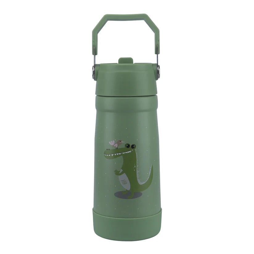 Clevakid Stainless Steel Water Bottle Green Leaves- 530ML\18 OZ - ClevaGator Friend