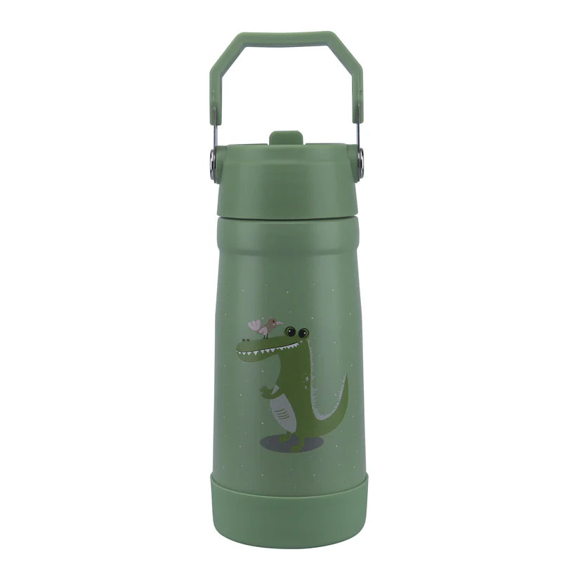 Clevakid Stainless Steel Water Bottle Green Leaves- 530ML\18 OZ - ClevaGator Friend