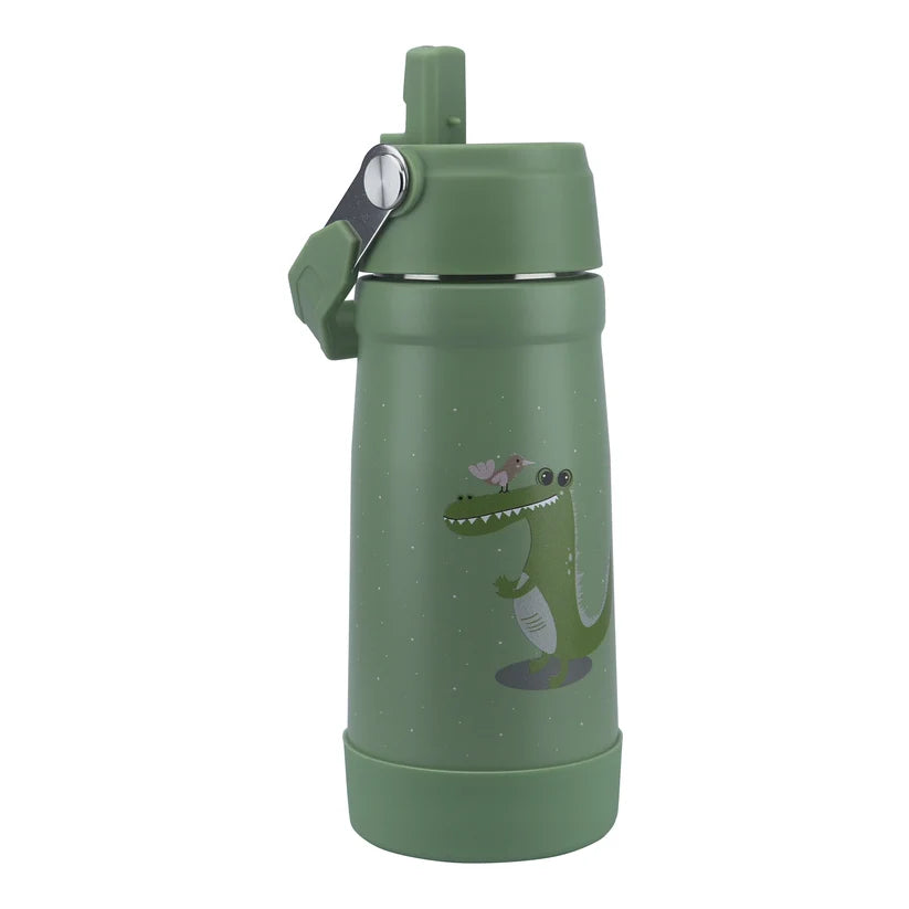 Clevakid Stainless Steel Water Bottle Green Leaves- 530ML\18 OZ - ClevaGator Friend