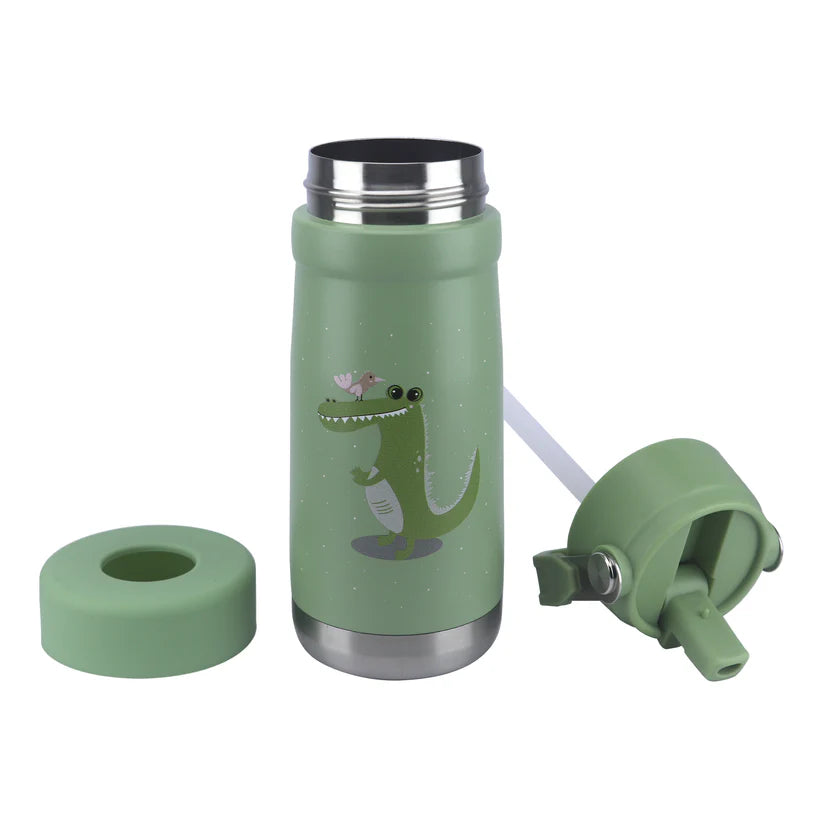 Clevakid Stainless Steel Water Bottle Green Leaves- 530ML\18 OZ - ClevaGator Friend