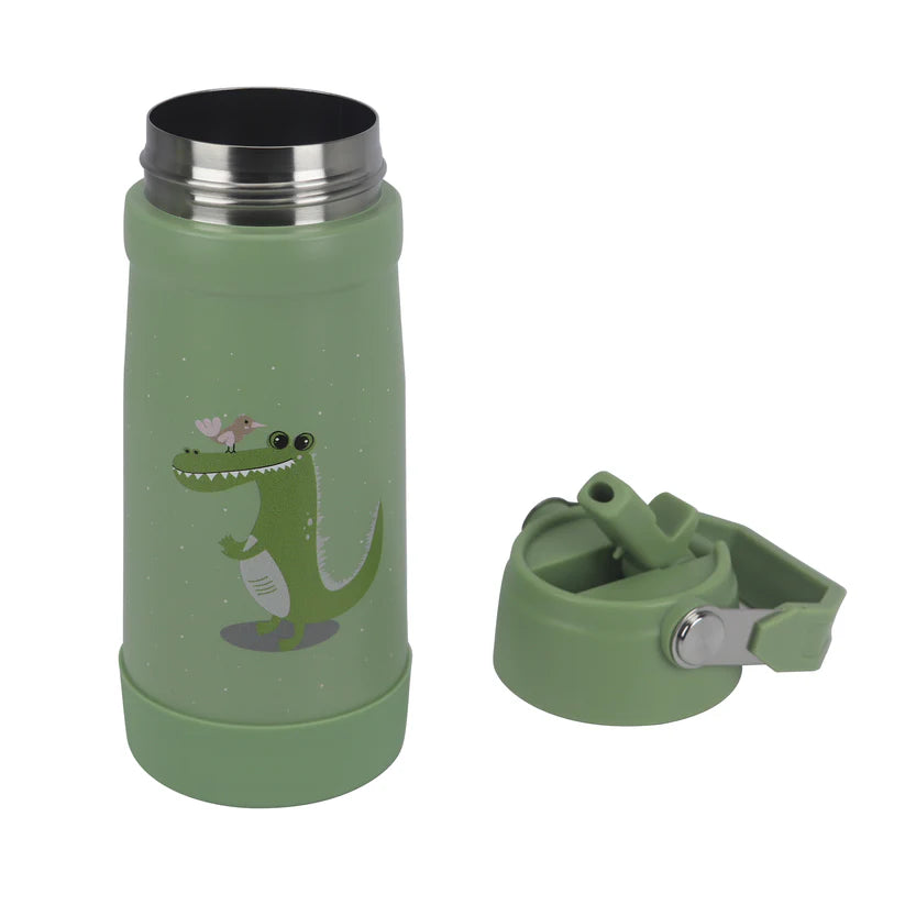 Clevakid Stainless Steel Water Bottle Green Leaves- 530ML\18 OZ - ClevaGator Friend
