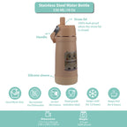 Clevakid Stainless Steel Water Bottle Orange Light Peach- 530ML\18 OZ - ClevaOwlee Friend