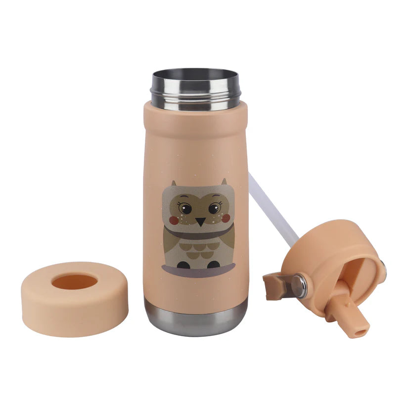 Clevakid Stainless Steel Water Bottle Orange Light Peach- 530ML\18 OZ - ClevaOwlee Friend