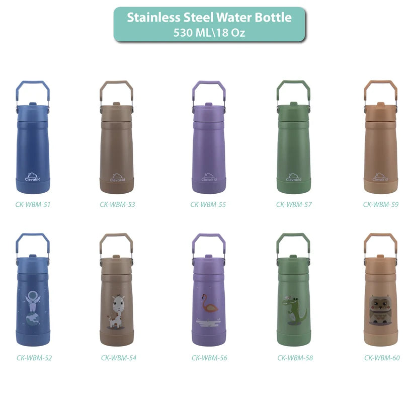 Clevakid Stainless Steel Water Bottle Orange Light Peach- 530ML\18 OZ