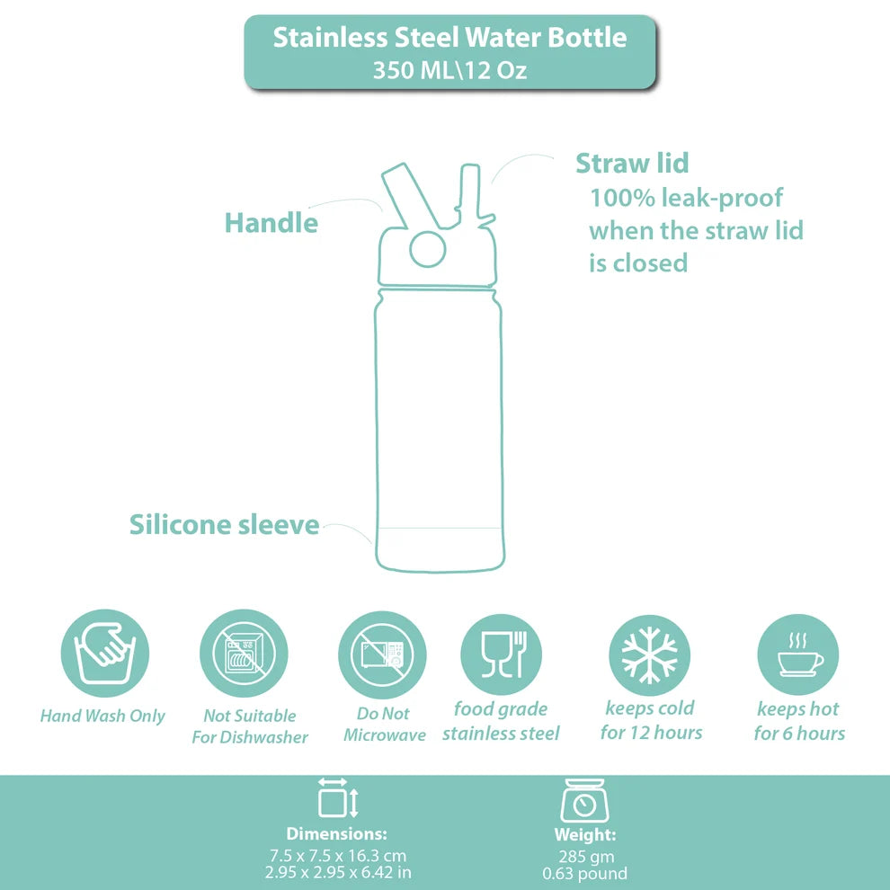 Clevakid Stainless Steel Water Bottle Purple Light Powder- 350ML\12 OZ