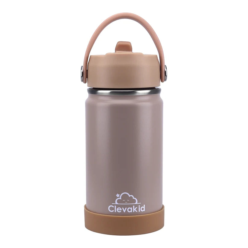 Clevakid Stainless Steel Water Bottle Dark Brown Toffee- 350ML\12 OZ