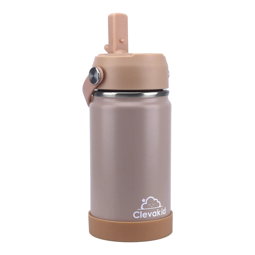 Clevakid Stainless Steel Water Bottle Dark Brown Toffee- 350ML\12 OZ