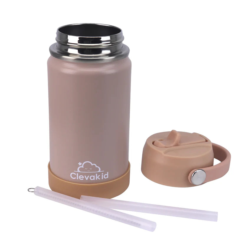 Clevakid Stainless Steel Water Bottle Dark Brown Toffee- 350ML\12 OZ