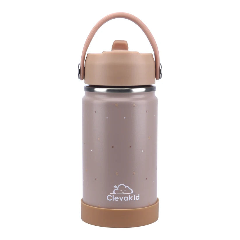 Clevakid Stainless Steel Water Bottle Dark Brown Toffee- 350ML\12 OZ - ClevaWhity Friend
