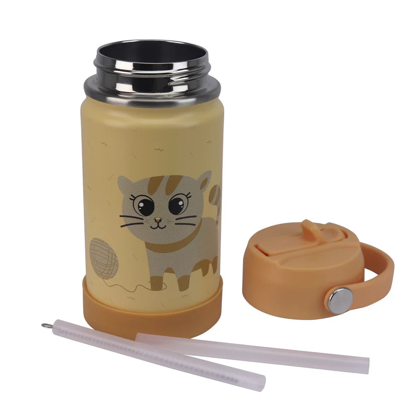 Clevakid Stainless Steel Water Bottle Orange Light- 350ML\12 OZ - ClevaMeow Friend