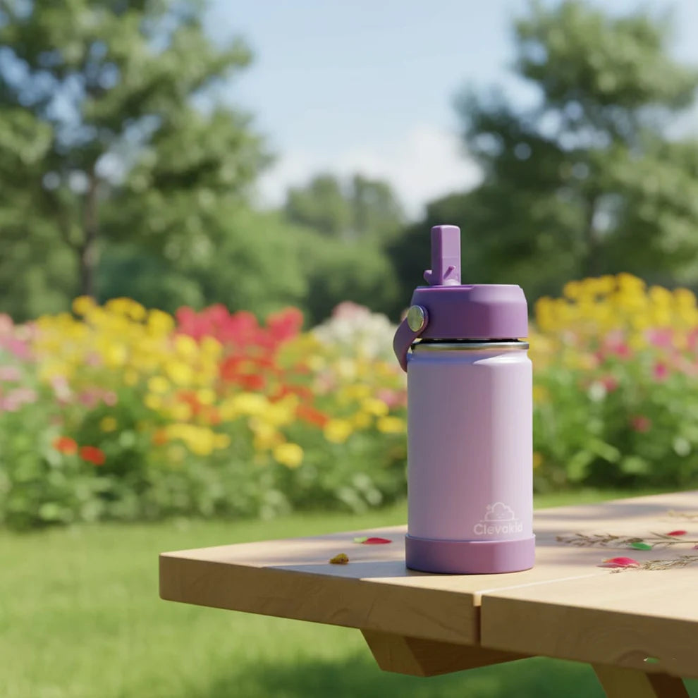 Clevakid Stainless Steel Water Bottle Purple Light Powder- 350ML\12 OZ