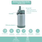 Clevakid Stainless Steel Water Bottle Green Light Mint- 350 ML\12 OZ - ClevaInk Friend