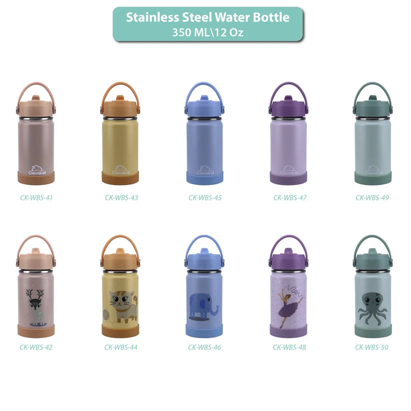 Clevakid Stainless Steel Water Bottle Blue Ice- 350ML\12 OZ - ClevaTusk Friend