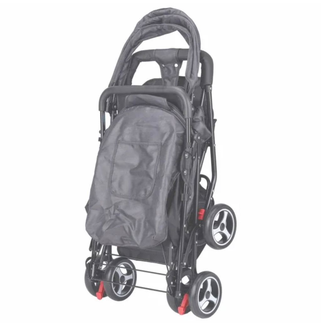 Twin Baby Stroller with Dual Canopies Description: