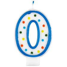 NUMBER 0 POLKA DOTS BIRTHDAY CANDLE