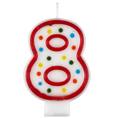 NUMBER8 POLKA DOTS BRTHDAY CANDLE