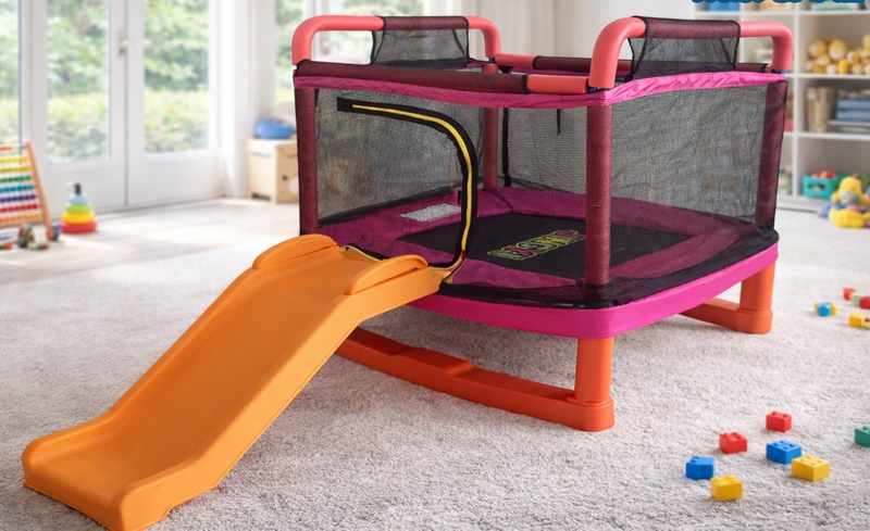 Kids Indoor & Outdoor Playset with Slide & Trampoline (222 × 126 × 133 cm)