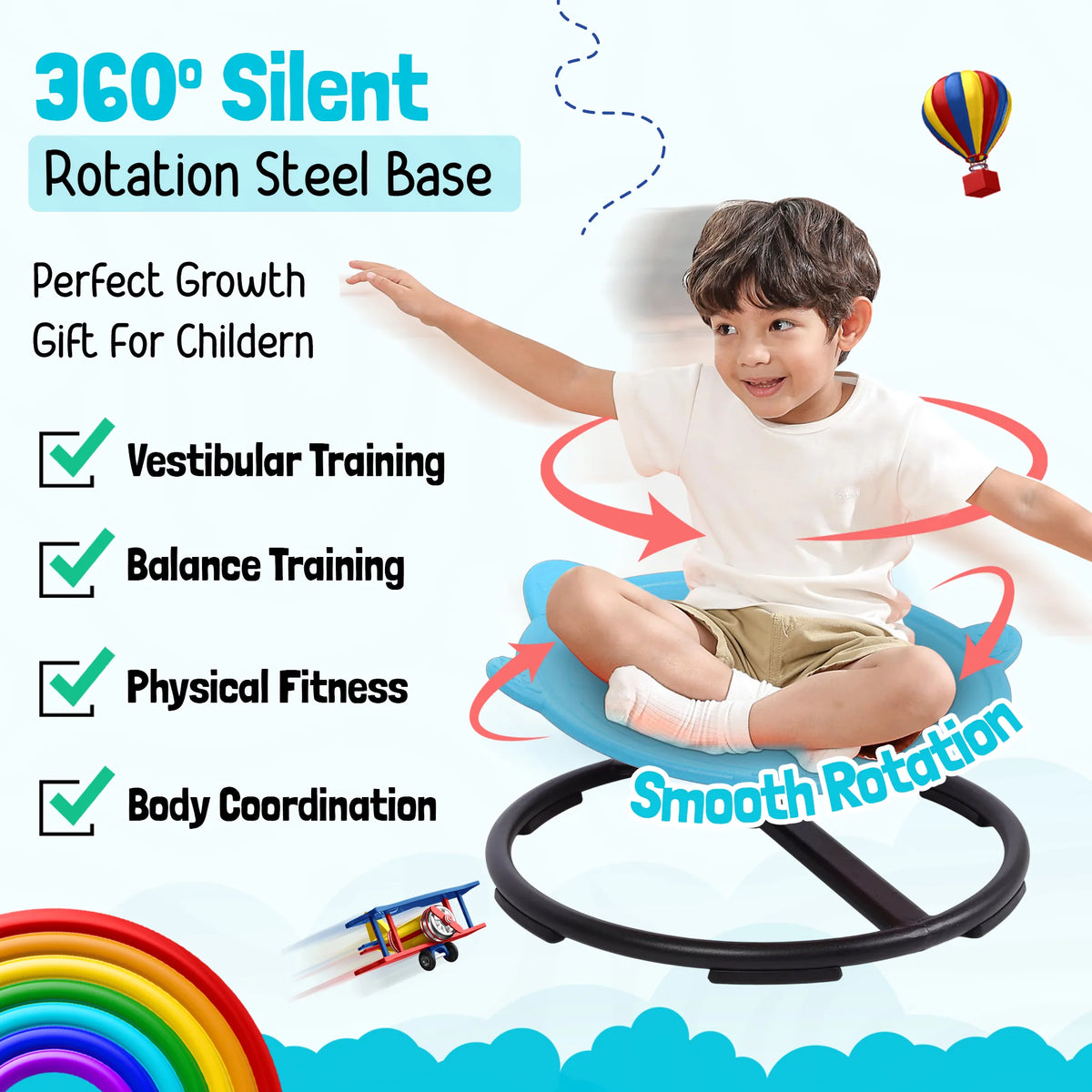 Hippo Rotating Seat – 55 × 55 × 26 cm – 1 Pc Assorted
