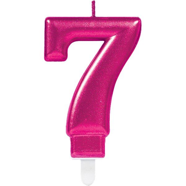 NUMBER 7-PINK SPARK.CANDLE