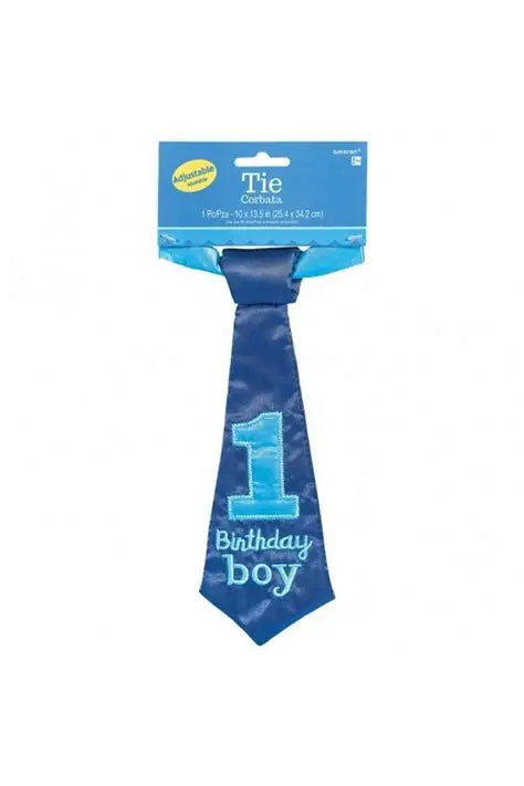 1ST BIRTHDAY BLUE FABRIC TIE