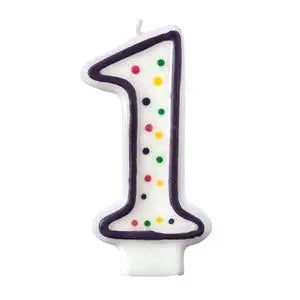 NUMBER 1POLKA DOTS BIRTHDAY CANDLE