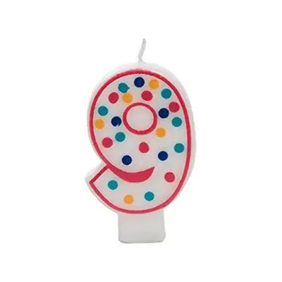 NUMBER9 POLKA DOTD BIRTHDAY CANDLE